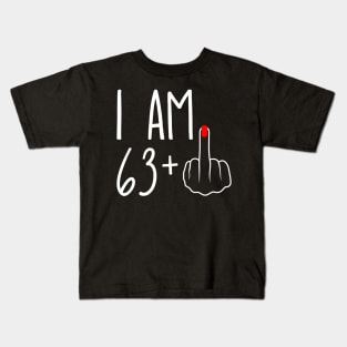 Vintage 64th Birthday I Am 63 Plus 1 Middle Finger Kids T-Shirt